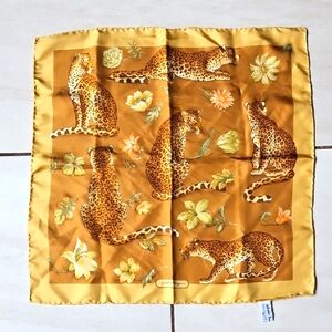🚫SOLD🚫 Salvatore Ferragamo Cheetah Floral Print Silk Scarf 🐆